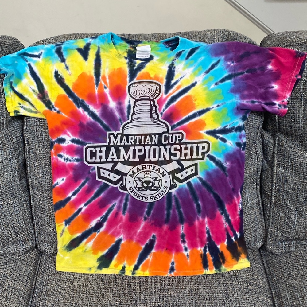 Tie Dye Martian Cup Championship Sports Skills T-Shirt, Size Youth L
